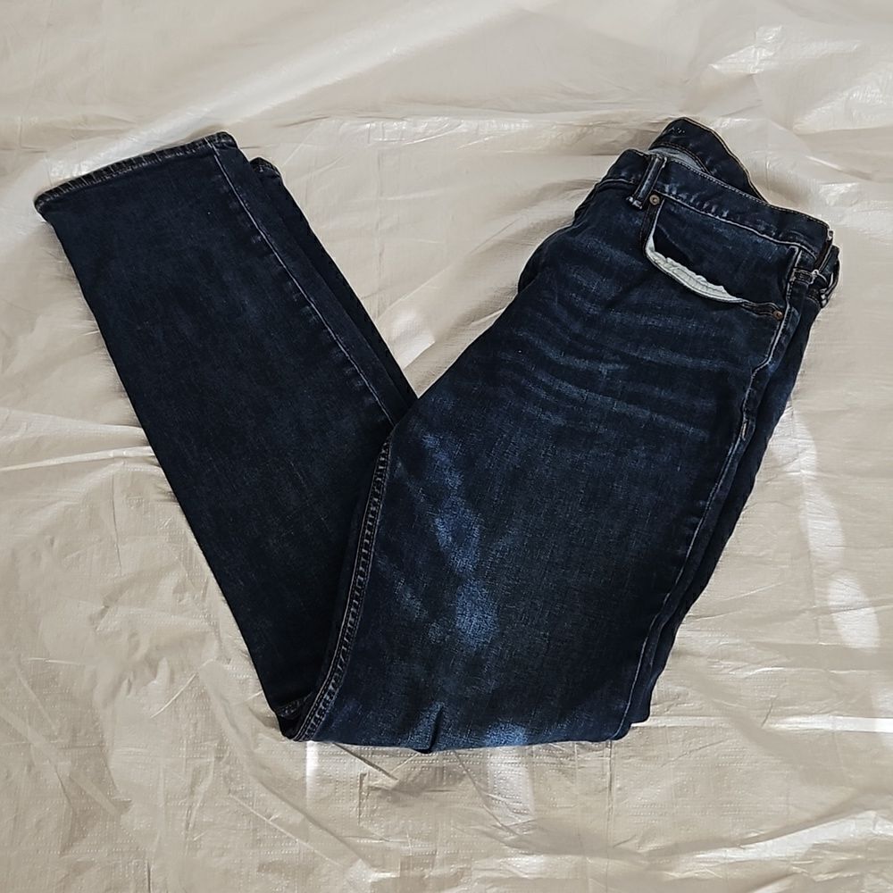 Old Navy Men Distressed Dark Blue Washed Jeans 36×36